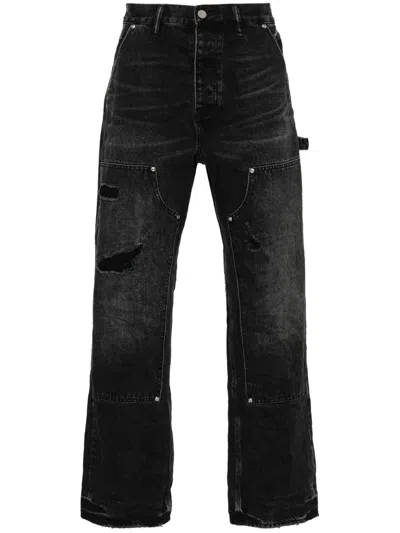 Purple Brand Rived-detail Straight-leg Jeans In Black