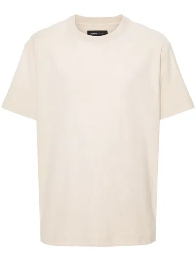 Purple Brand Rubberised-logo Cotton T-shirt In Neutrals