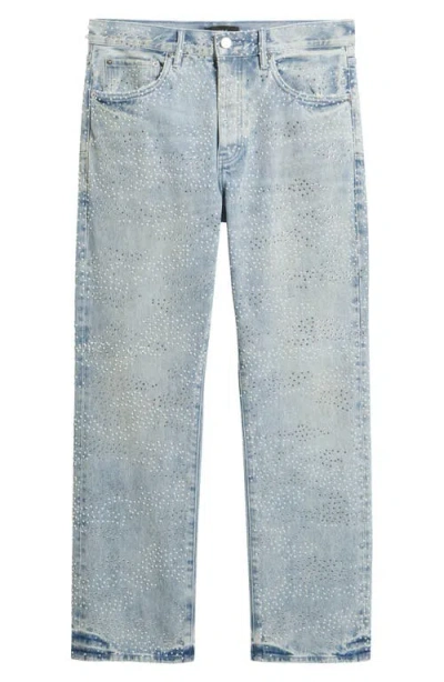 Purple Brand Sandstone Camo Hotfix Embellished Straight Leg Jeans In Blue