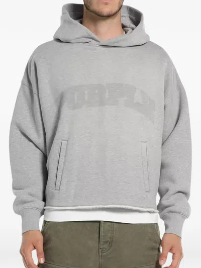Purple Brand Shadow Logo-print Raw-cut Hoodie In Gray