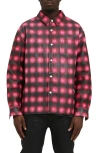Purple Brand Shadow Plaid Leather Shacket In Multi