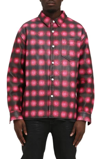 PURPLE BRAND PURPLE BRAND SHADOW PLAID LEATHER SHACKET