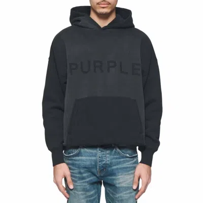 Purple Brand Shadow Wordmark Oversized Hoodie In Black In Blue