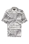 Purple Brand Tabloid Print Short Sleeve Button-up Shirt