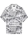 Purple Brand Tabloid Print Short Sleeve Button-up Shirt In Grey