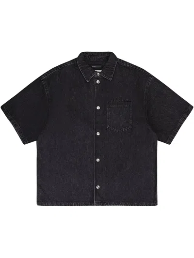 PURPLE BRAND SHORT-SLEEVE "BLACK" DENIM SHIRT