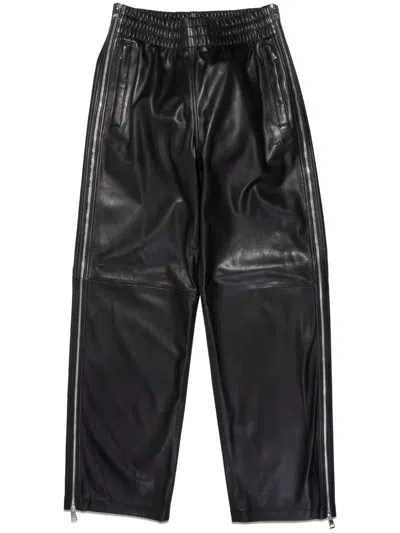 Purple Brand Side-zip Leather Trousers In Black