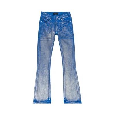 Pre-owned Purple Brand Silver Foil Flare Skinny Jeans 'blue' | Men's Size 33
