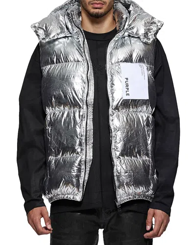Purple Brand Silver Foil Puffer Vest