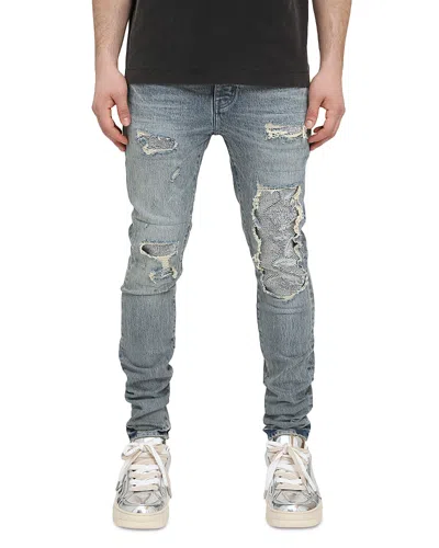 Purple Brand Skinny Distressed Jeans In Light Indigo In Gray