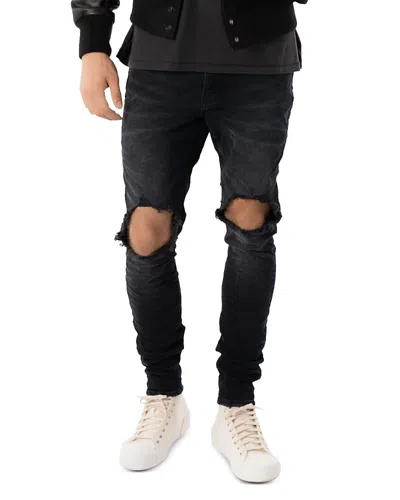 Purple Brand Skinny Fit Jeans In Raw Indigo In Black Wash Blue