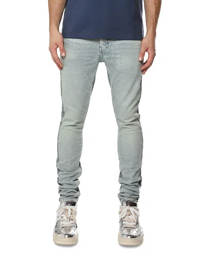 Purple Brand Skinny Fit Two Tone Jeans In Light Indigo In Blue