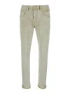 PURPLE BRAND BEIGE FIVE-POCKET JEANS WITH LOGO PATCH IN COTTON BLEND DENIM MAN