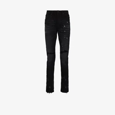 Purple Brand P001 Resin Knee Slit Skinny Jeans In Black
