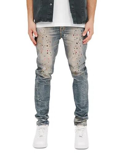 Purple Brand Skinny Jewel Print Jeans In Light Indigo In Blue