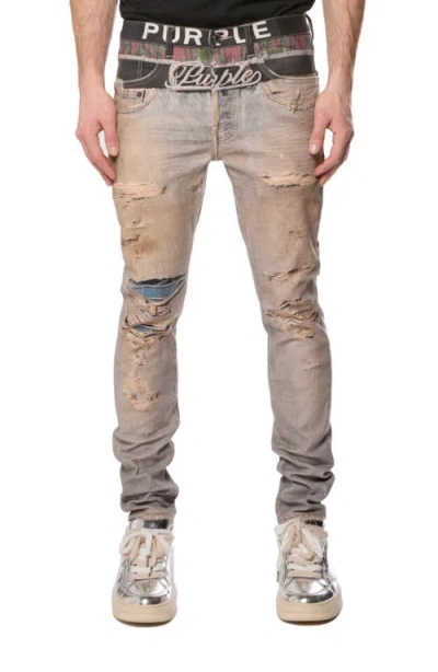 Purple Brand Skinny Trompe L'oeil Boxer Jeans In Blue Multi