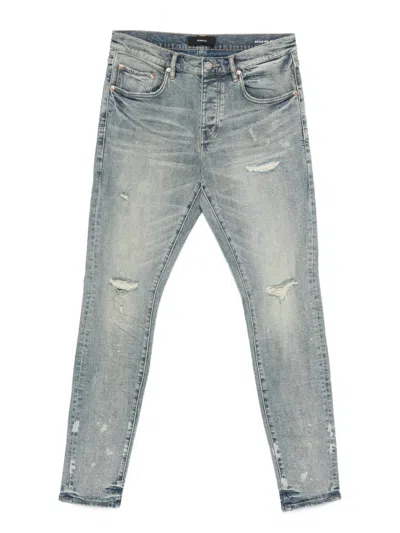 Purple Brand Worn Slashed Paint Jeans In Blue