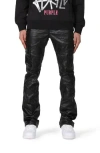 Purple Brand Slim Boot Cut Coated Cargo Pants In Black Patent Leather Cargo