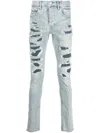 Purple Brand Slim-fit Denim Jeans In Light Indigo/destroy Repair