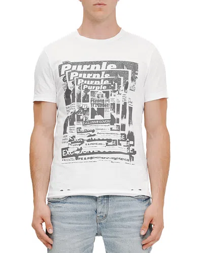 Purple Brand Slim Fit Distressed Graphic Logo Tee In White