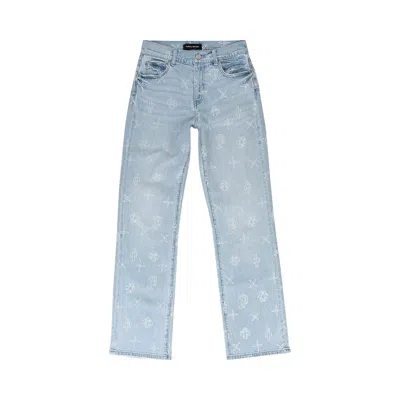 Pre-owned Purple Brand Slim Straight Outline Monogram Skinny Jeans 'light Indigo' | Blue | Women's Size 32
