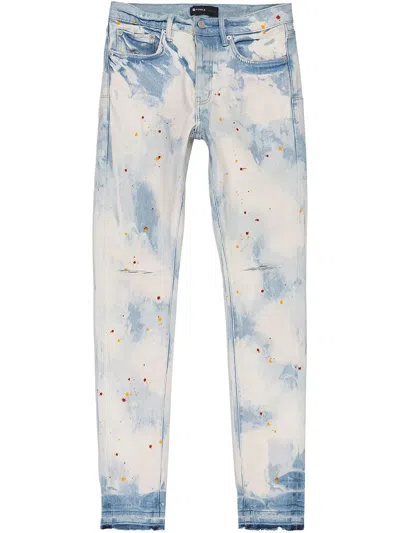 Purple Brand Splatter-detail Bleached "blue" Jeans