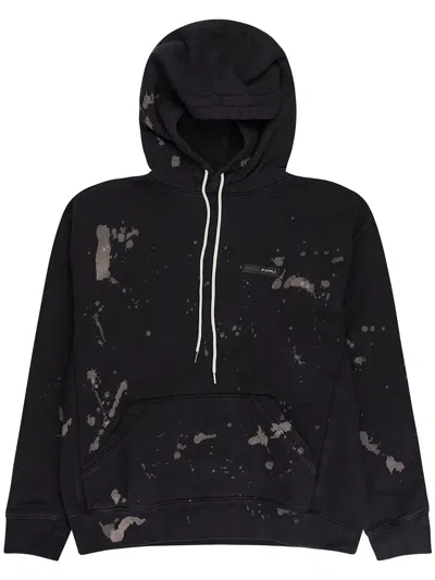Purple Brand Splatter-print Fleece "black" Hoodie
