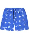 Purple Brand Stars All Around Shorts In Blue