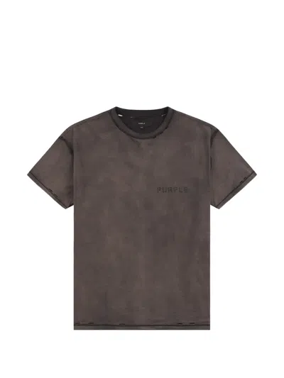 Purple Brand Stencil Distressed-effect T-shirt In Grey