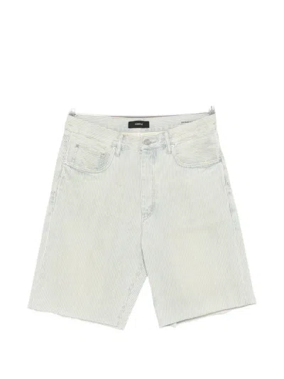Purple Brand Striped Raw-cut Shorts In Multi