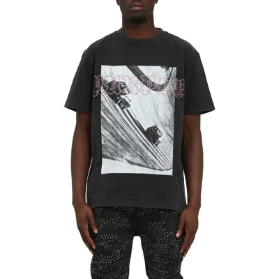 Purple Brand Studded Heavyweight Jersey Cotton Graphic T-shirt In Black