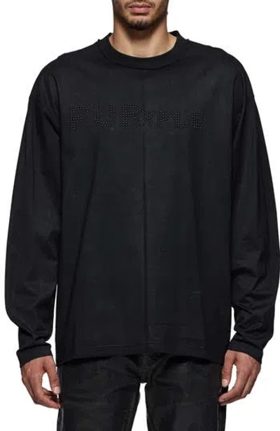 Purple Brand Studded Logo Long Sleeve Cotton Jersey T-shirt In Black