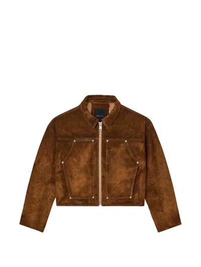 Purple Brand Suede Carpenter Jacket In Brown