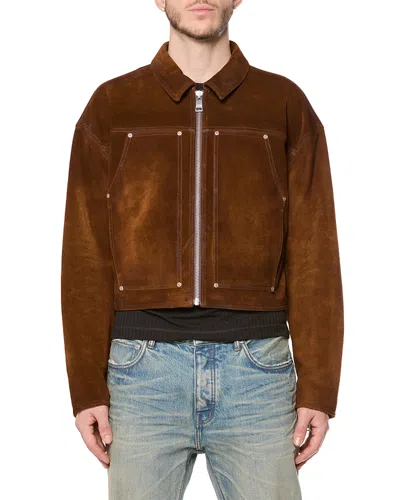 Purple Brand Suede Carpenter Jacket In Brown