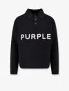 Purple Brand Wool Sweater With Frontal Logo Embroidery In Black