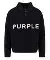 Purple Brand Wool Sweater With Frontal Logo Embroidery In Black
