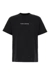 Purple Brand Black Crewneck T-shirt With Logo Lettering On The Front In Cotton Man In Black