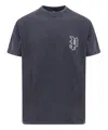 Purple Brand Black Crewneck T-shirt With Embroidered Logo On The Front In Green