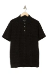 Purple Brand Textured Terry Cloth Polo In Black