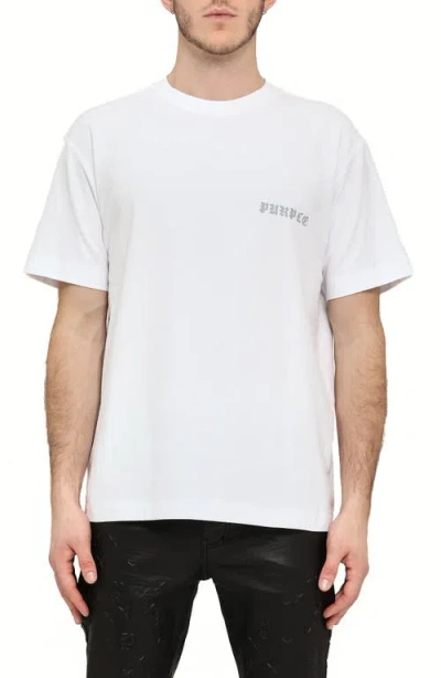Purple Brand Texture Graphic T-shirt In White