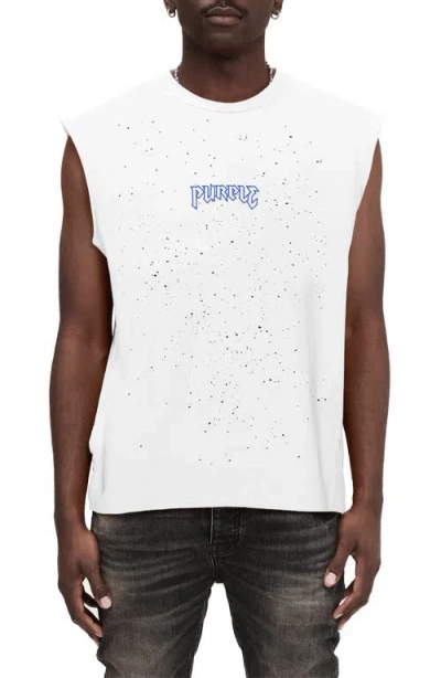 Purple Brand Texture Sleeveless Graphic T-shirt In White