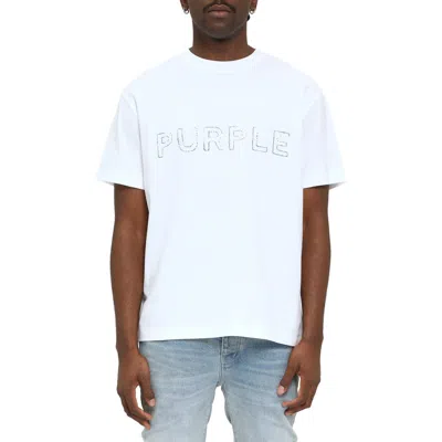 Purple Brand Texture Studdedt-shirt In White