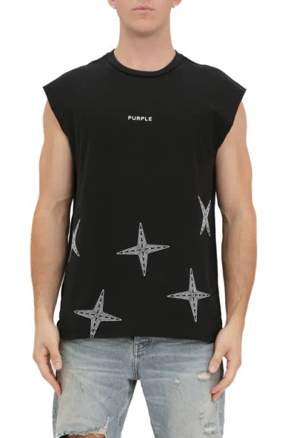 Purple Brand Textured Cotton Jersey Graphic Muscle Tee