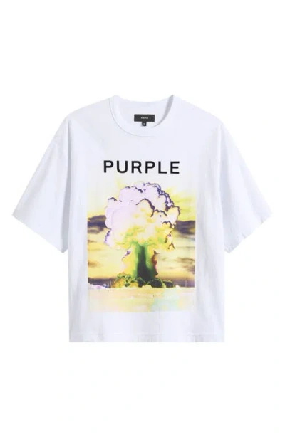 Purple Brand Textured Cotton Jersey Graphic T-shirt In White