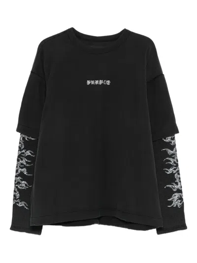 Purple Brand Oversize Sequin Layered Logo Graphic T-shirt In Black