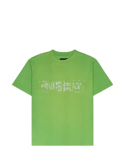 Purple Brand Fluorescent Green Textured Glitch T-shirt