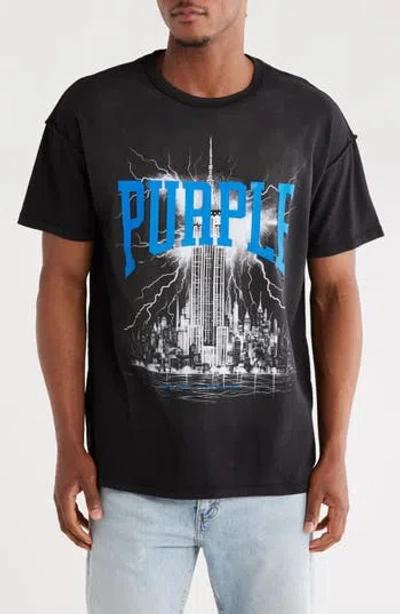 Purple Brand Textured Inside Out Cotton Graphic T-shirt In Black