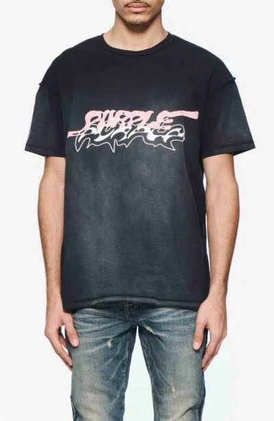 Purple Brand Textured Inside Out Cotton Graphic T-shirt In Black