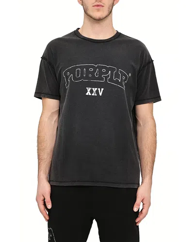 Purple Brand Textured Inside Out Logo Tee In Black