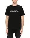 Purple Brand Black Crewneck T-shirt With Logo Lettering On The Front In Cotton Man In Black